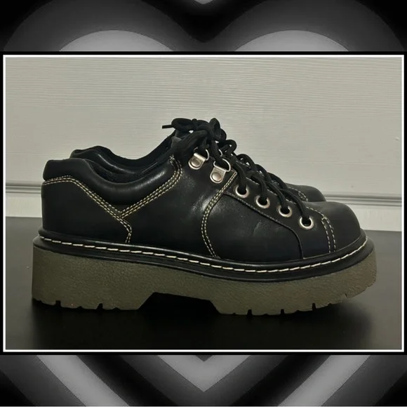 Vintage 90s Chunky Platform Grunge Oxfords - Picture 3 of 4